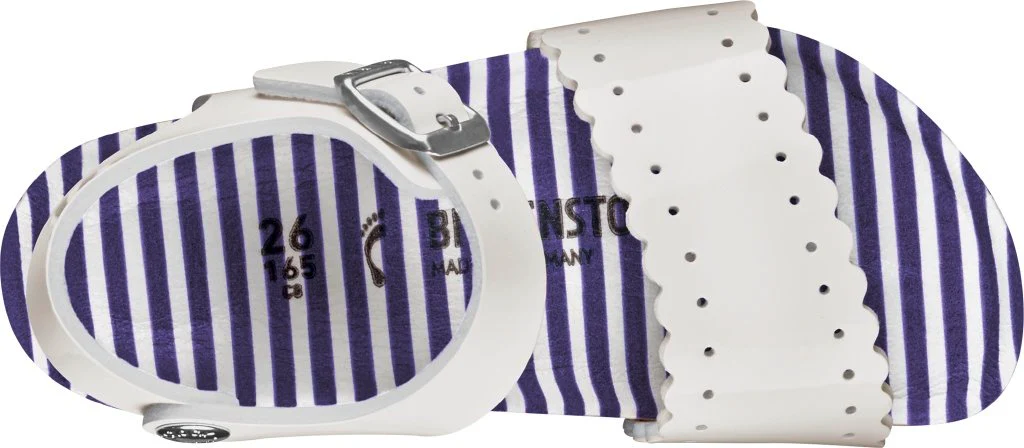 Mila Bambino Birko Flor Patent nautical stripes white, calz. stretta - immagine 3