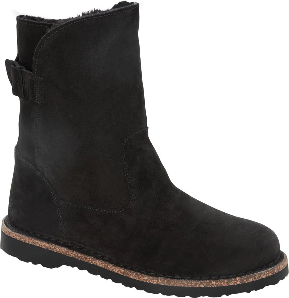 Uppsala Shearling Donna Suede Leather black, calz. stretta - immagine 2