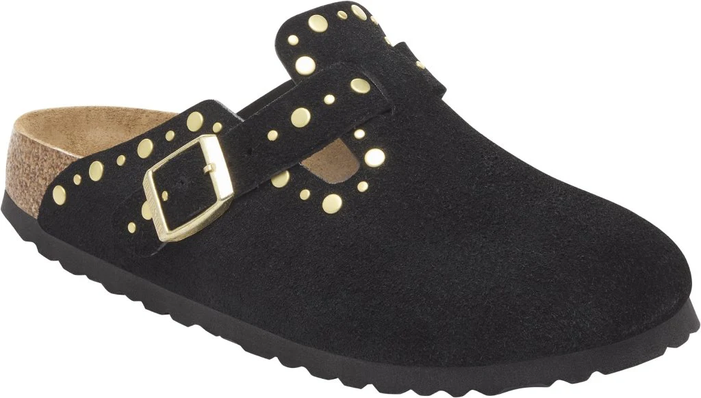 Boston con Borchie Donna Suede Leather black, calz. stretta - immagine 2