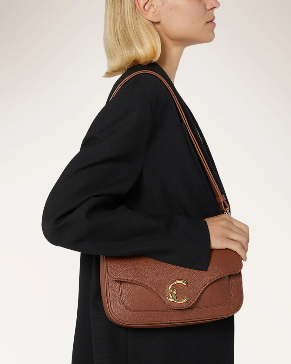 Handbag Grained Leather Cognac - immagine 7