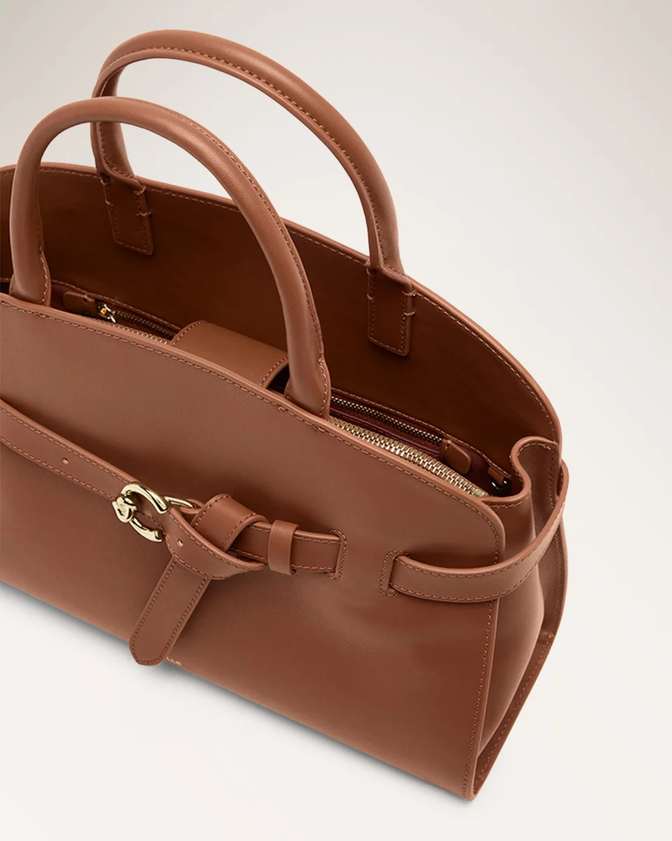 Handbag Smooth Leather Cognac - immagine 4