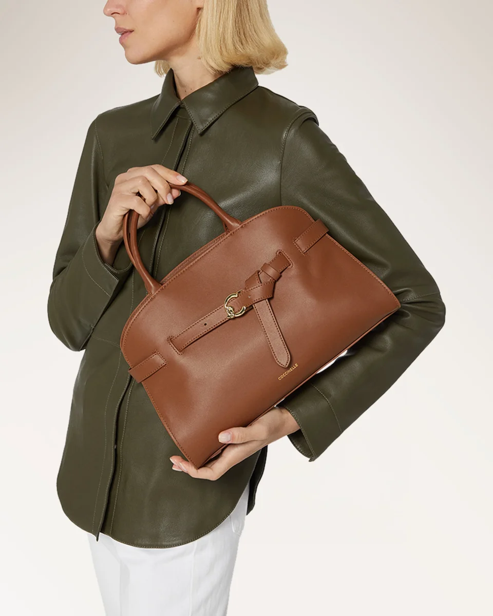 Handbag Smooth Leather Cognac - immagine 6