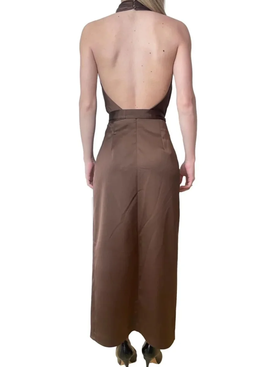 Abito lungo con scollo all'americana e spacco frontale Donna - Imperial - immagine 9