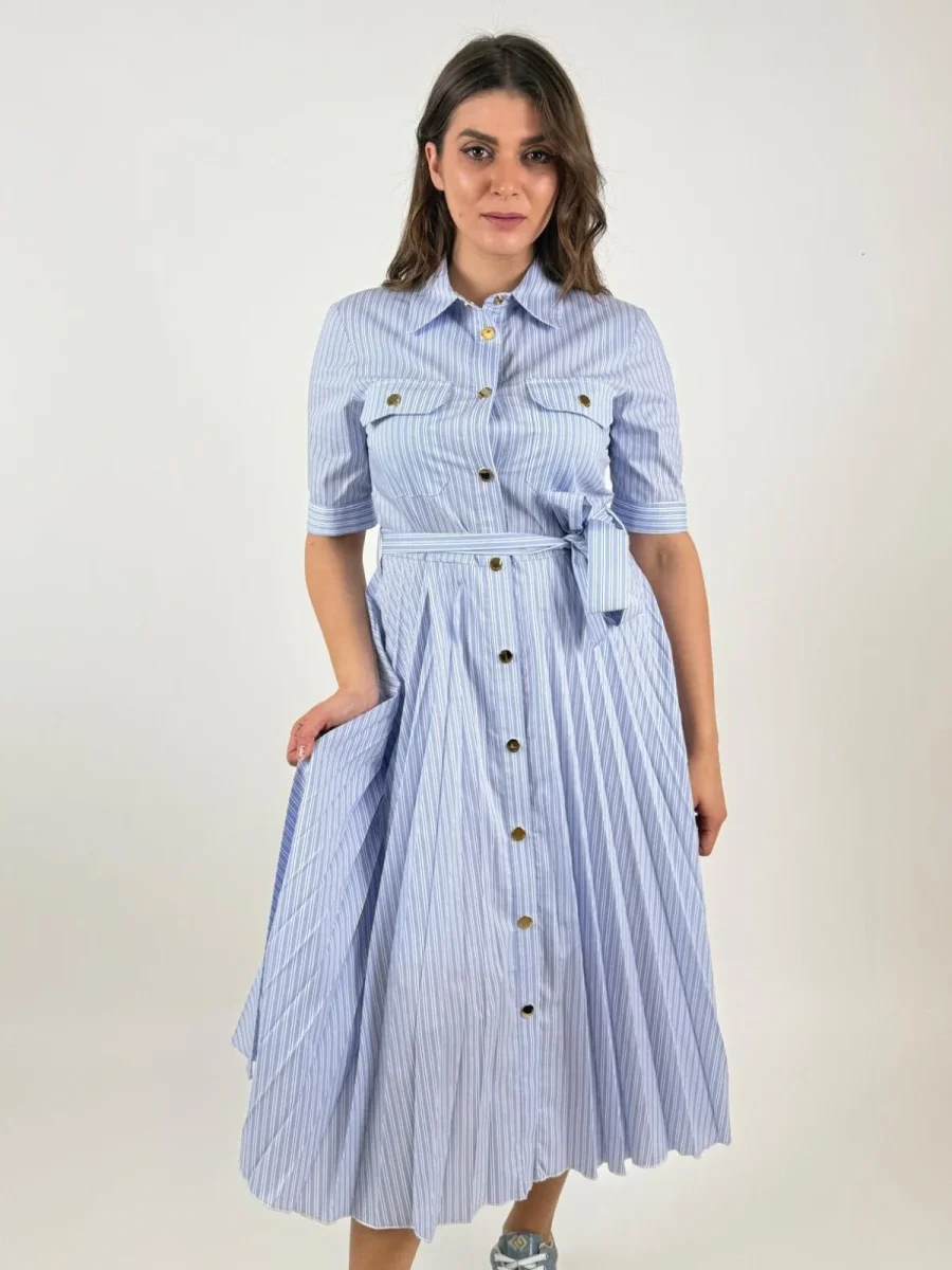 Abito regular modello chemisier midi in popeline a righe Donna - Fracomina - immagine 2