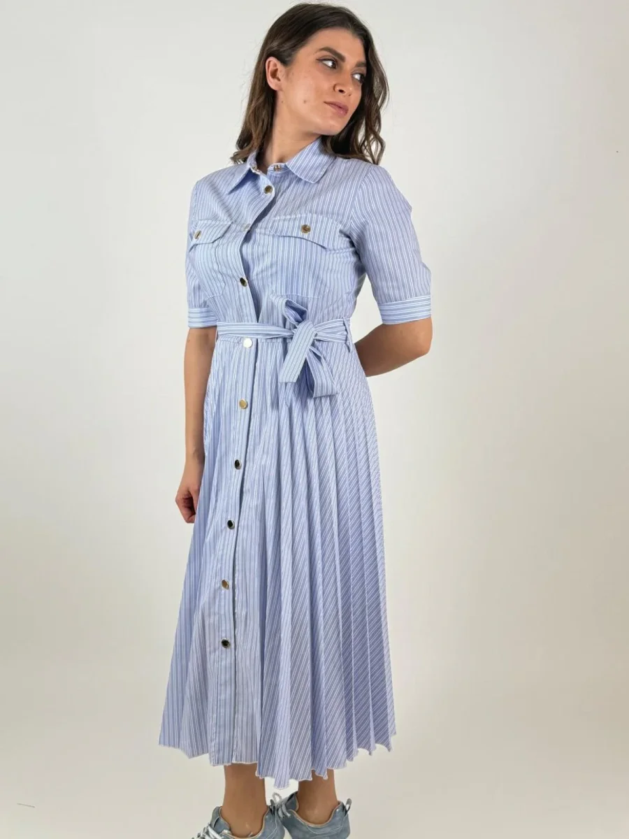 Abito regular modello chemisier midi in popeline a righe Donna - Fracomina - immagine 5