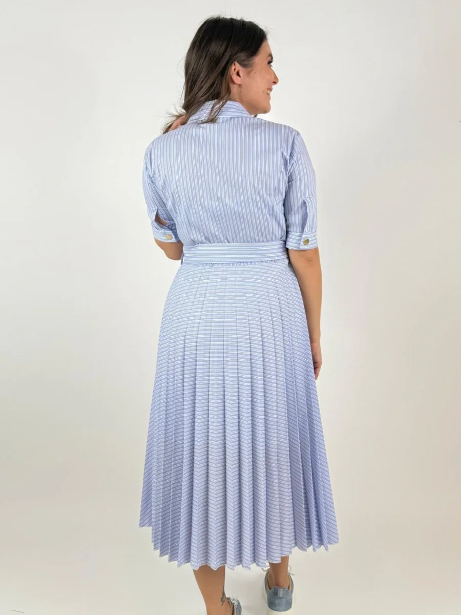Abito regular modello chemisier midi in popeline a righe Donna - Fracomina - immagine 6