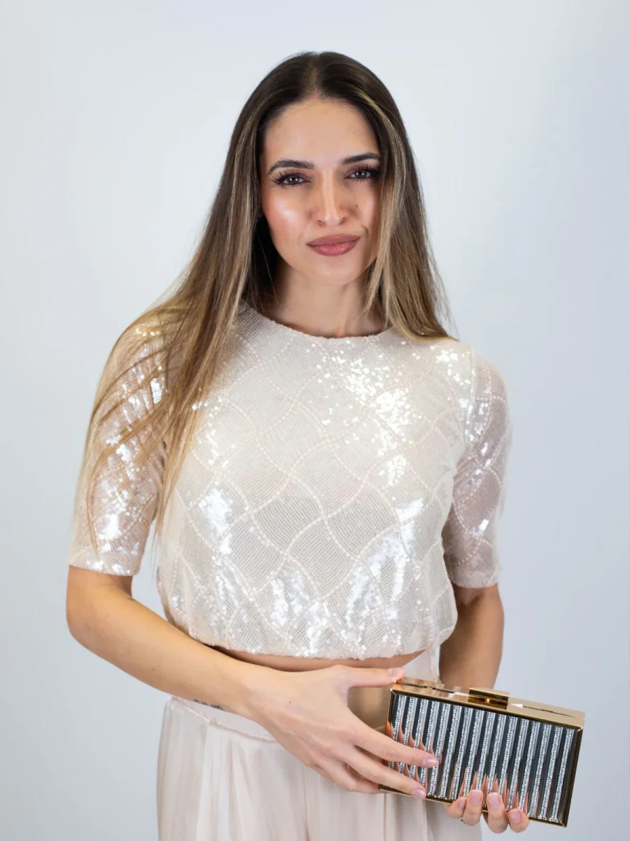 Blusa crop con paillettes Donna - Rinascimento - immagine 2