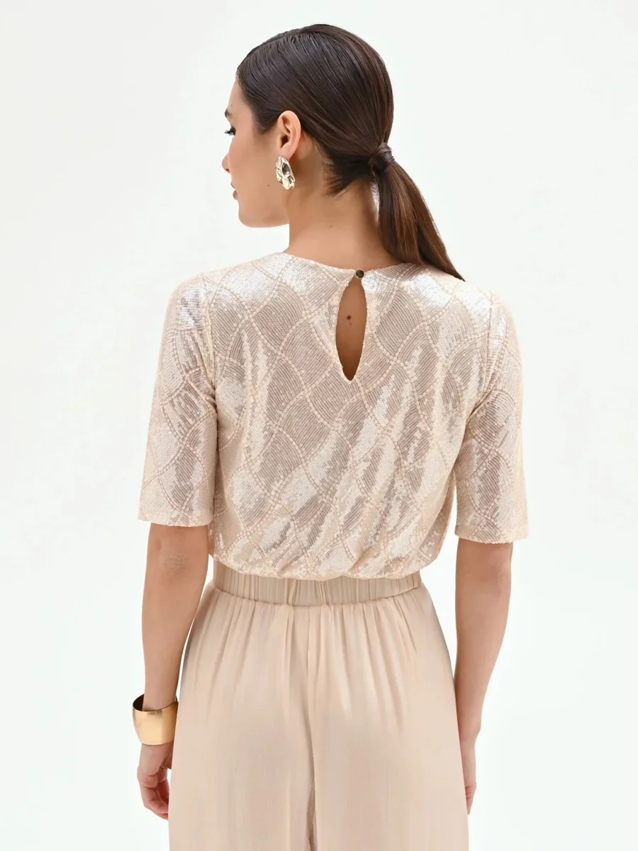 Blusa crop con paillettes Donna - Rinascimento - immagine 7