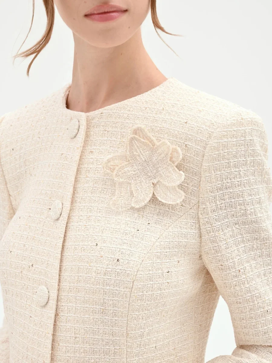 Giacca Bouclé Con Fiore Applicato Donna - Rinascimento - immagine 4