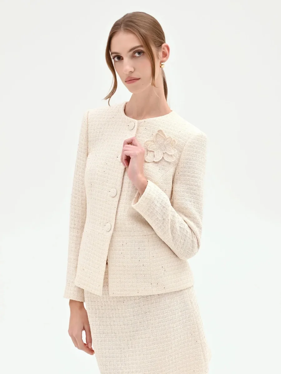 Giacca Bouclé Con Fiore Applicato Donna - Rinascimento - immagine 3