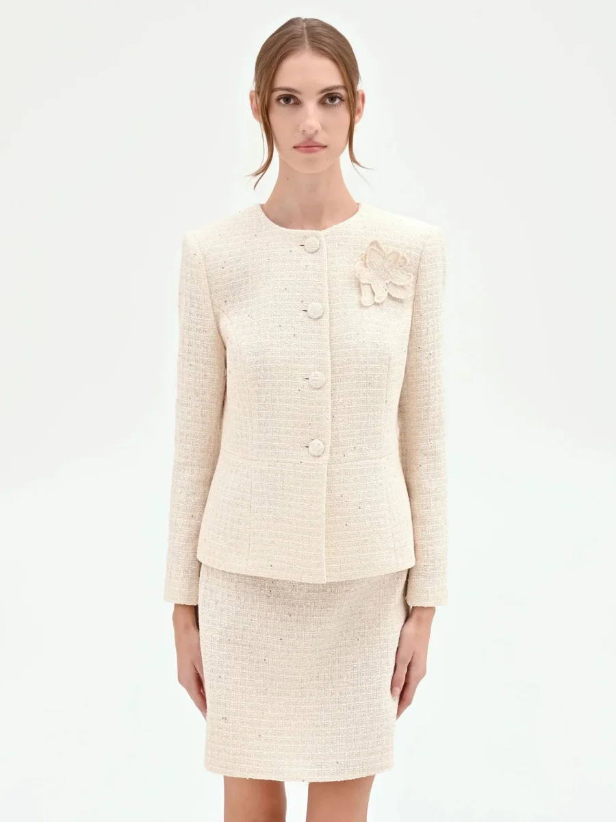 Giacca Bouclé Con Fiore Applicato Donna - Rinascimento - immagine 7