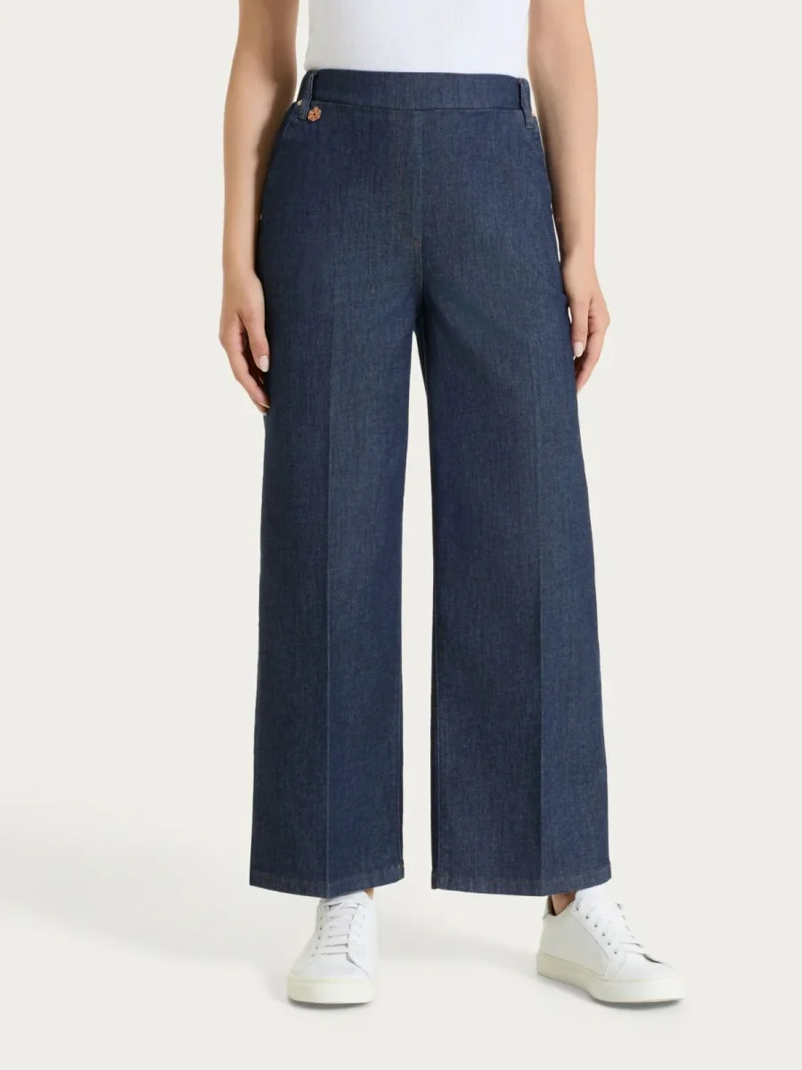 Jeans ampio alla caviglia con tasche e vita piatta in Light Denim Donna - Ragno - immagine 2