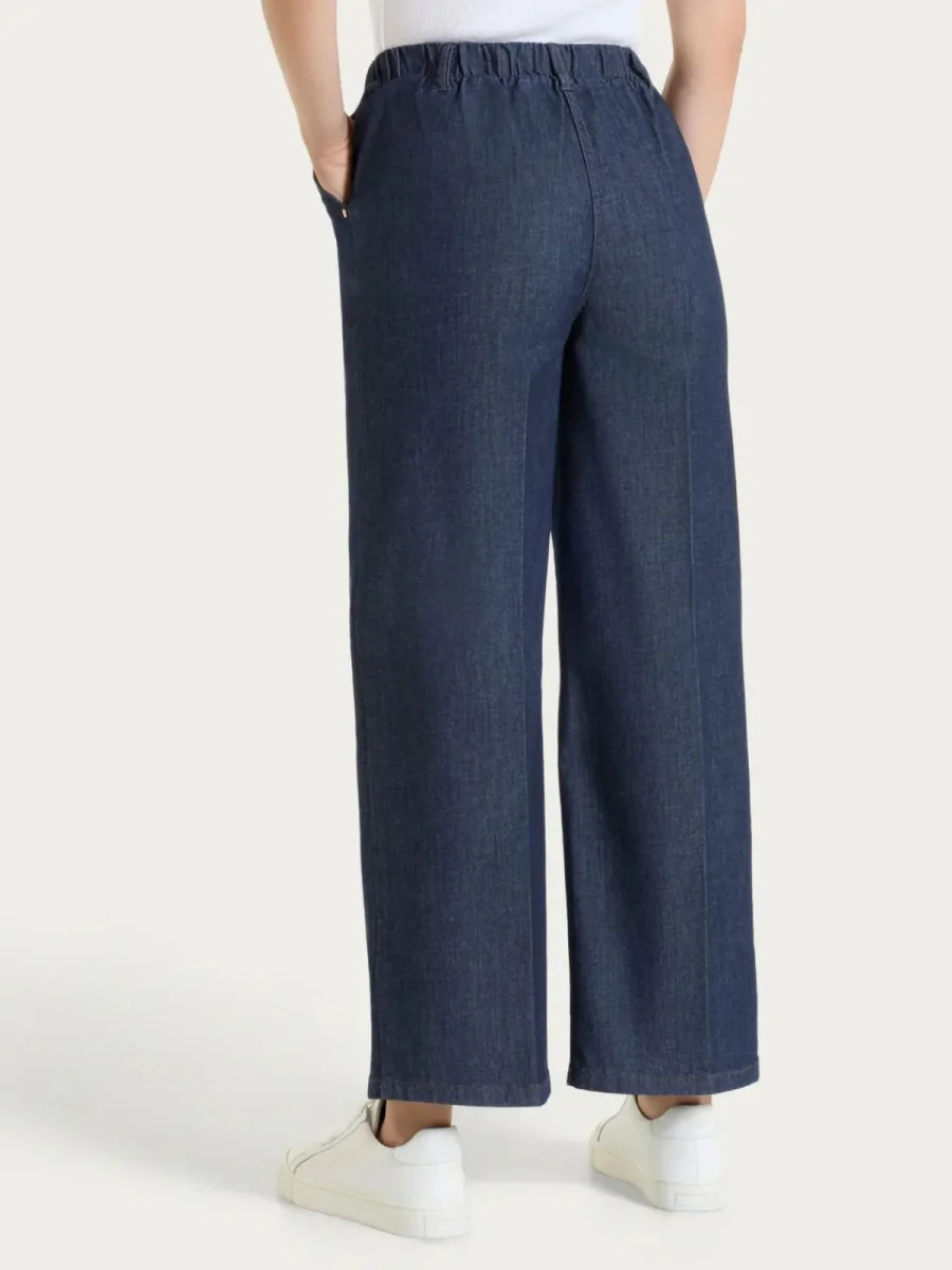 Jeans ampio alla caviglia con tasche e vita piatta in Light Denim Donna - Ragno - immagine 3