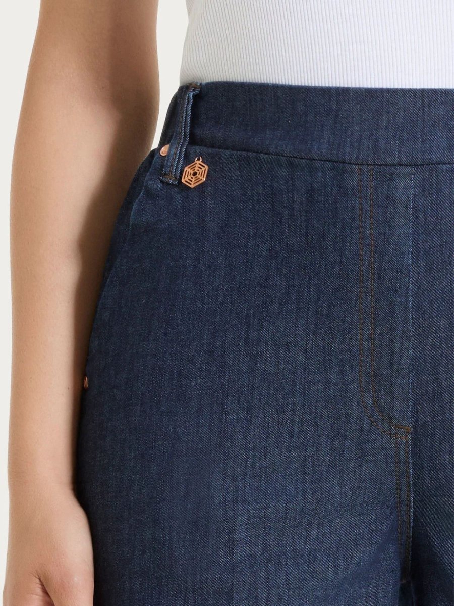 Jeans ampio alla caviglia con tasche e vita piatta in Light Denim Donna - Ragno - immagine 4