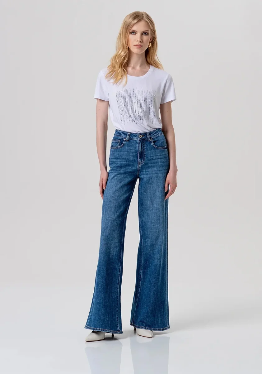 Jeans flare in denim con lavaggio medio Donna - Fracomina - immagine 8