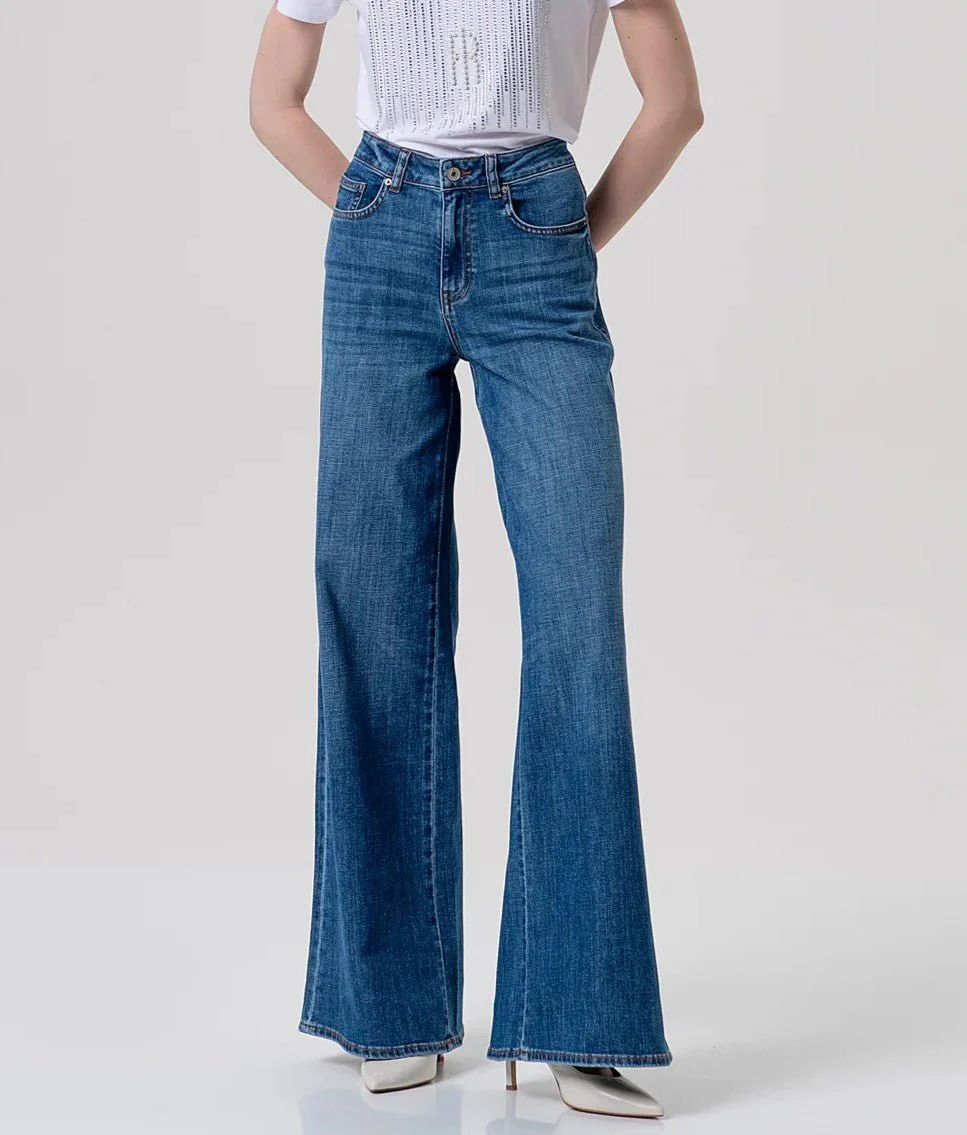 Jeans flare in denim con lavaggio medio Donna - Fracomina - immagine 4