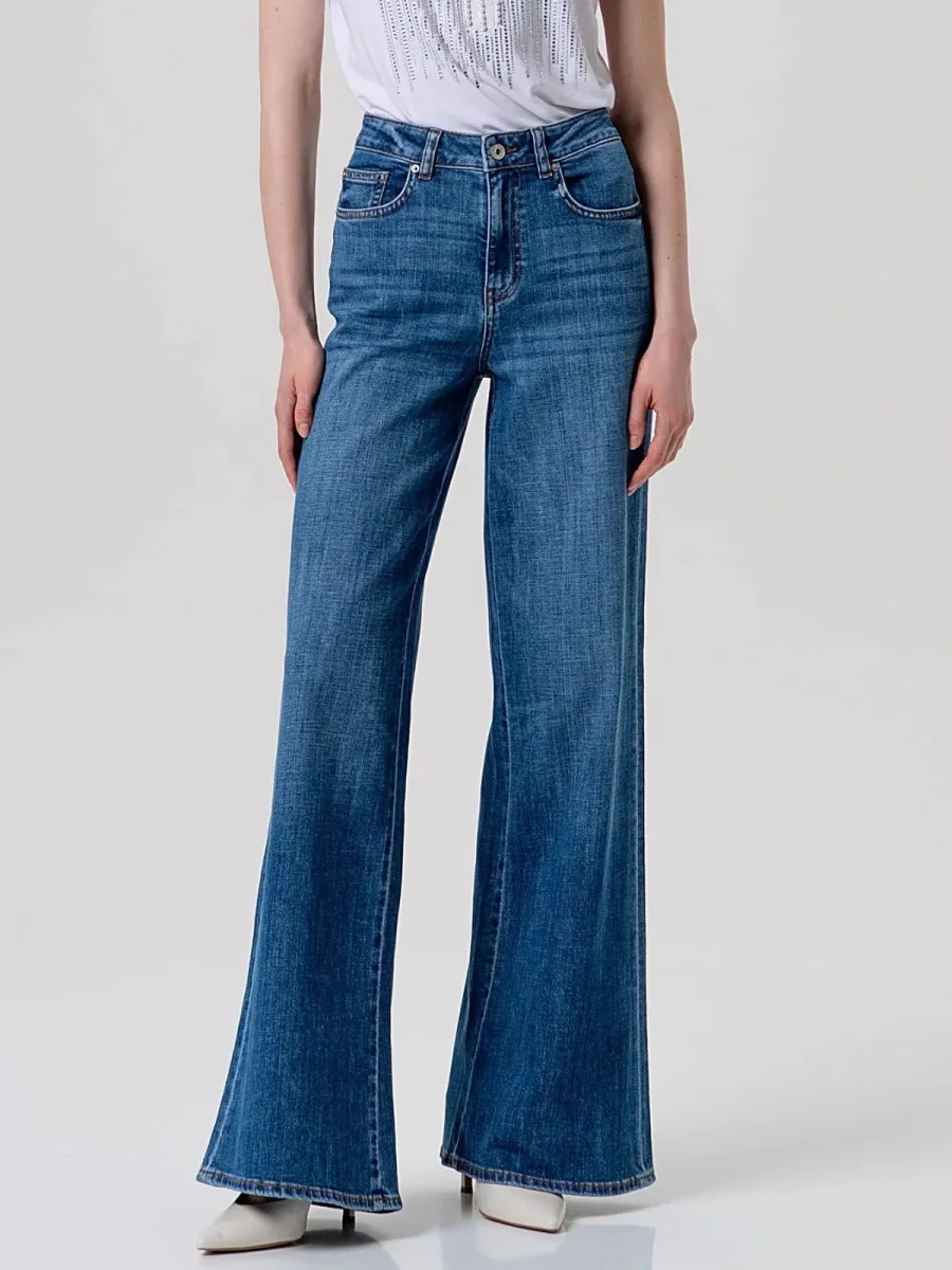 Jeans flare in denim con lavaggio medio Donna - Fracomina - immagine 9