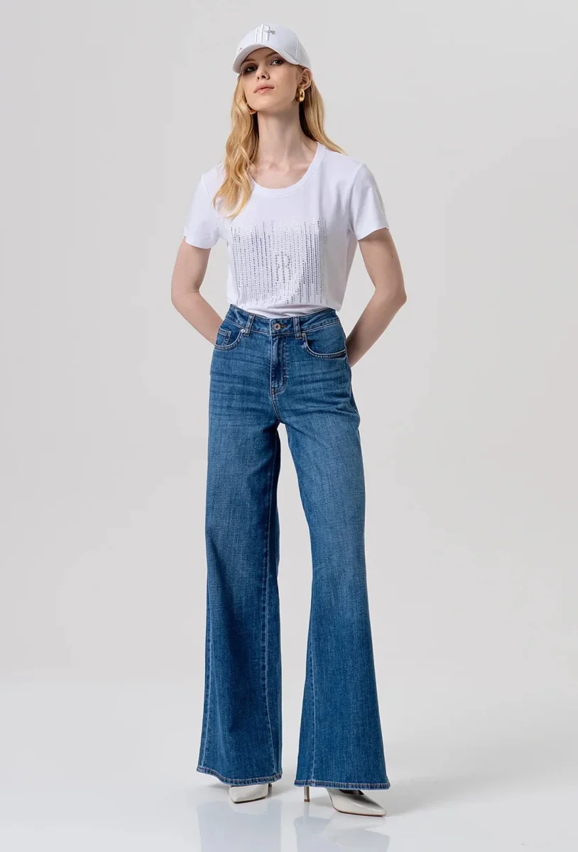 Jeans flare in denim con lavaggio medio Donna - Fracomina - immagine 3