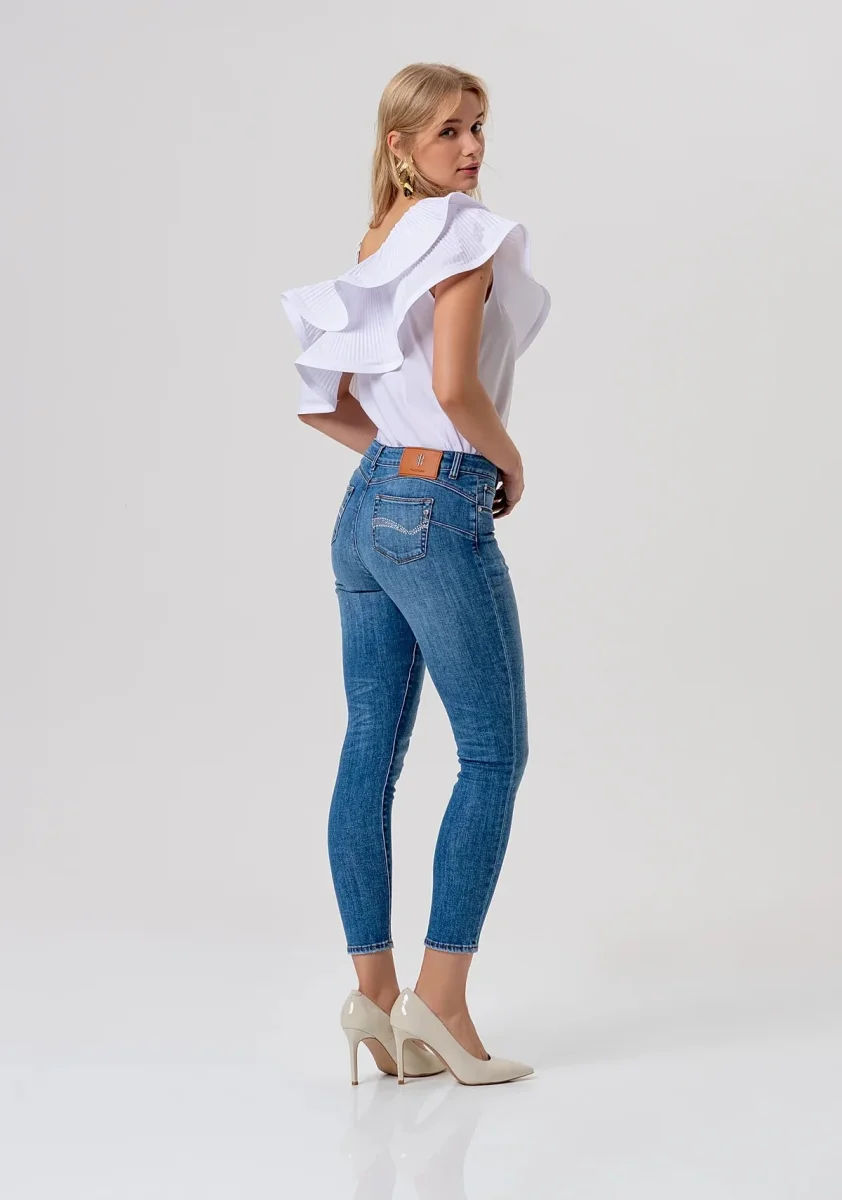 Jeans slim effetto push up in denim con lavaggio medio Donna - Fracomina - immagine 6