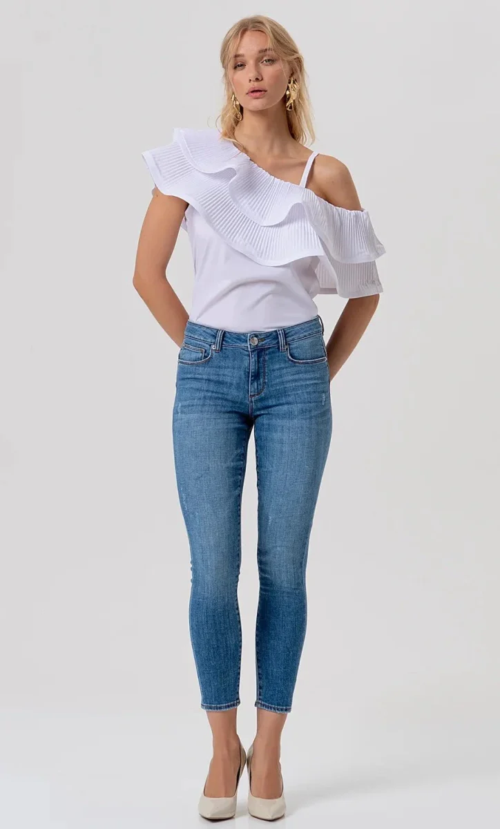 Jeans slim effetto push up in denim con lavaggio medio Donna - Fracomina - immagine 3