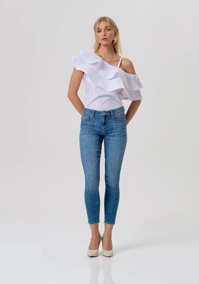 Jeans slim effetto push up in denim con lavaggio medio Donna - Fracomina - immagine 8