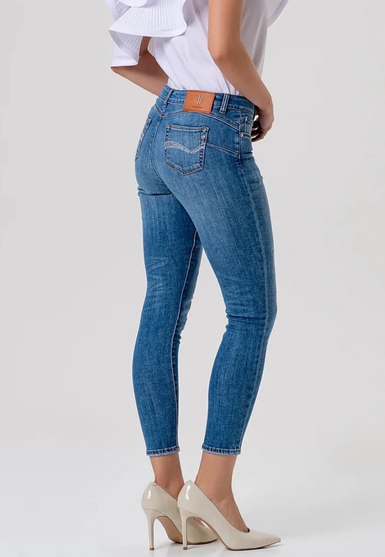 Jeans slim effetto push up in denim con lavaggio medio Donna - Fracomina - immagine 5