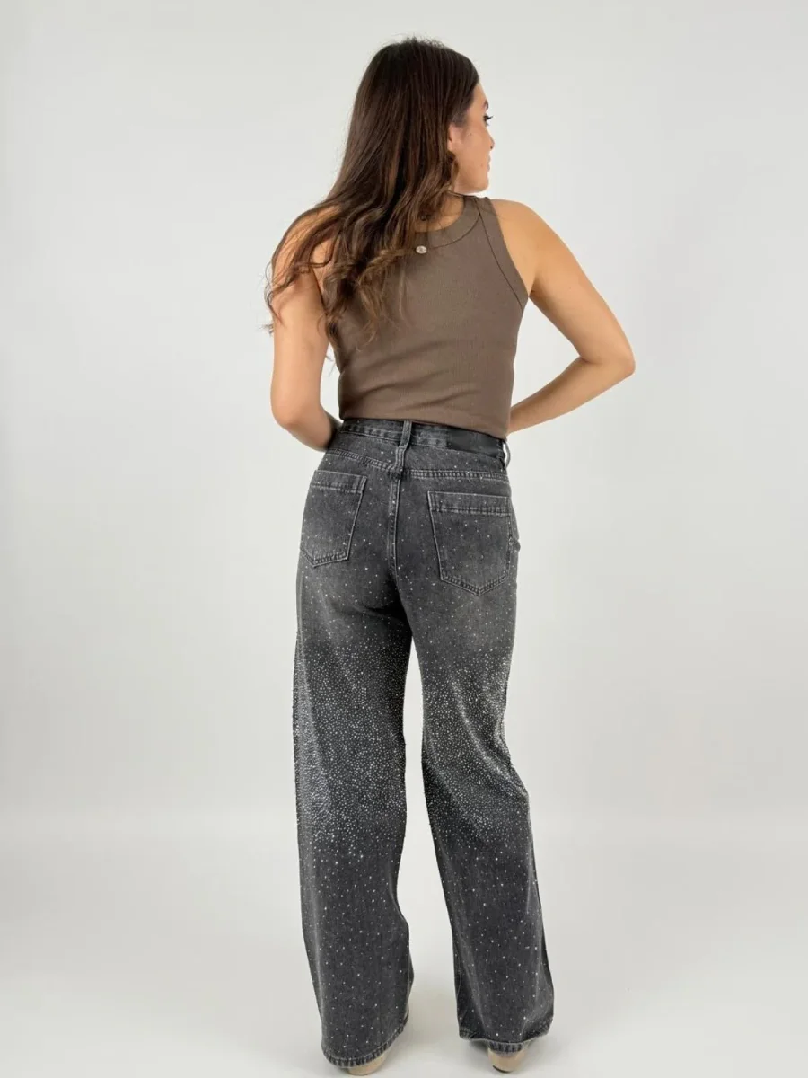 Jeans Stella Wide Leg Con Strass Donna - Gianni Lupo - immagine 7