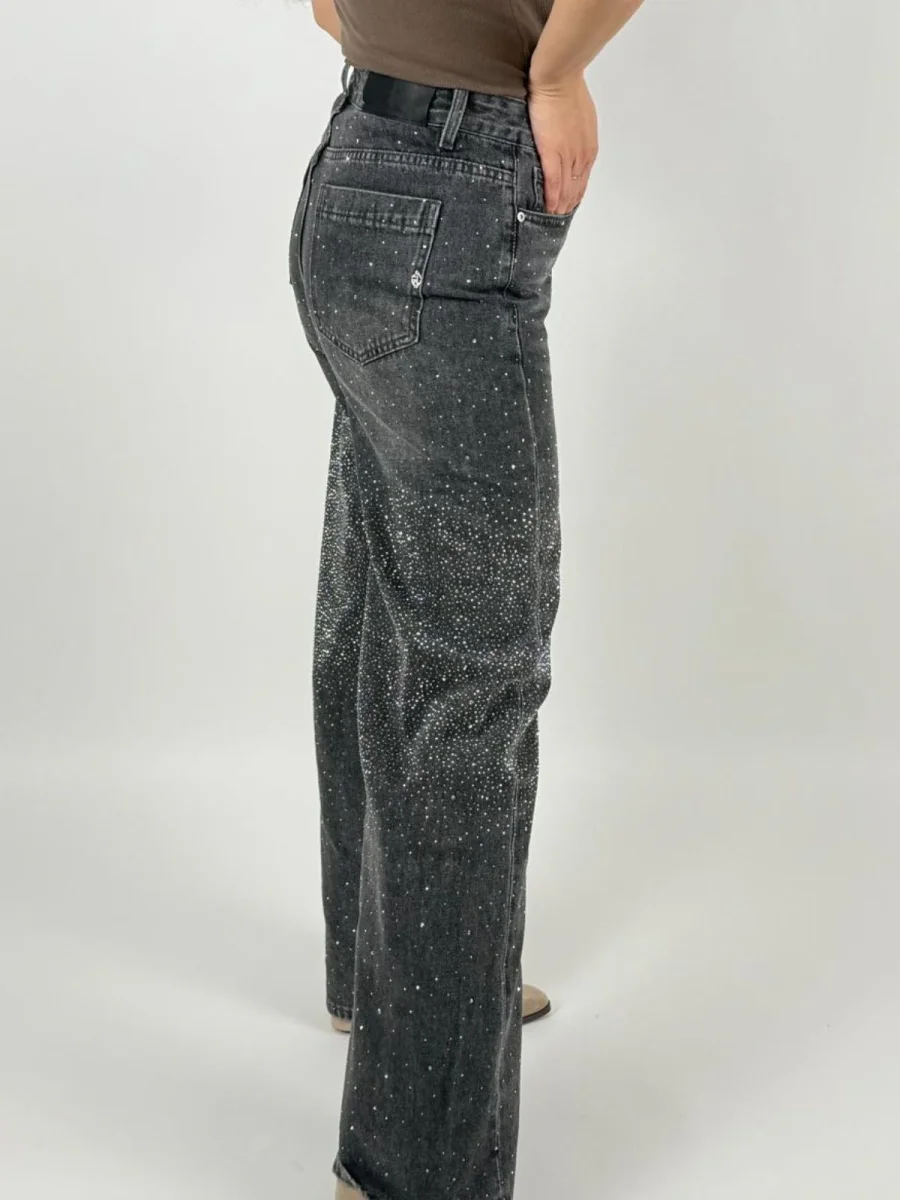 Jeans Stella Wide Leg Con Strass Donna - Gianni Lupo - immagine 5