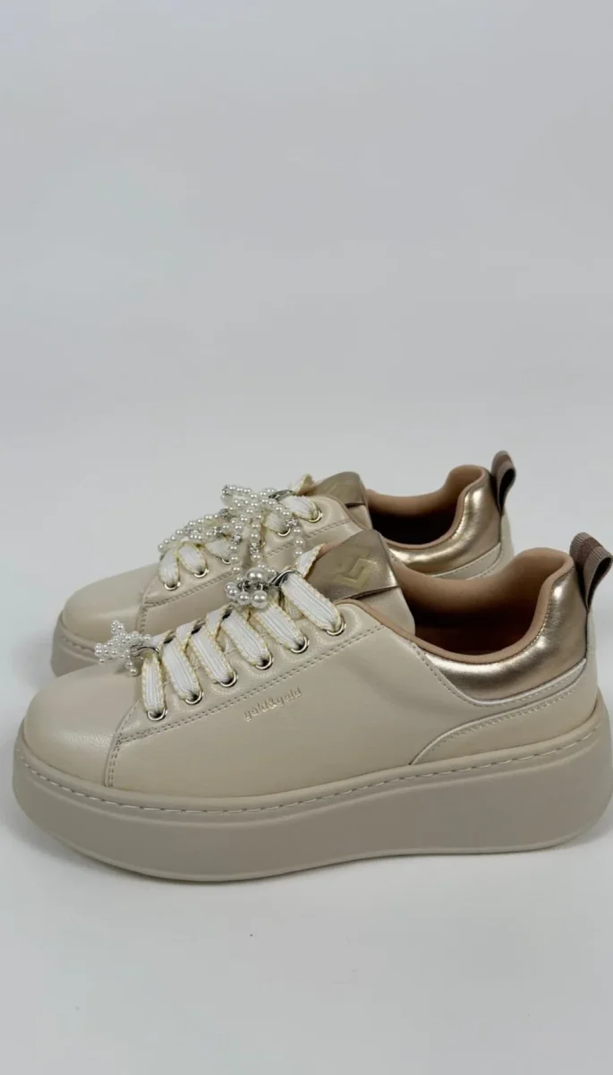 Sneaker da donna con applicazioni di perle Donna - Gold&Gold - immagine 9