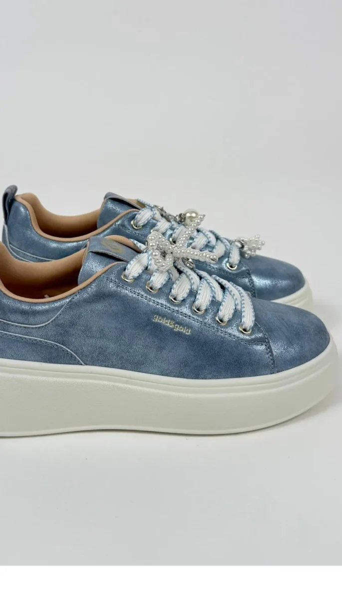 Sneaker da donna con applicazioni di perle Donna - Gold&Gold - immagine 4