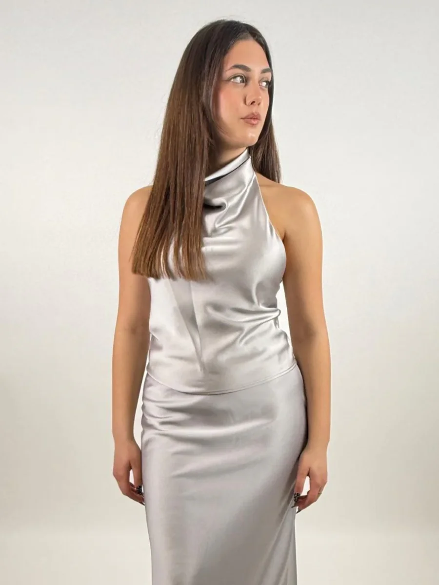 Top halter scollo morbido senza maniche Donna - Imperial - immagine 4